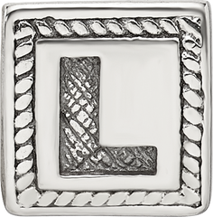 Sterling Silver Reflections Letter L Triangle Block Bead