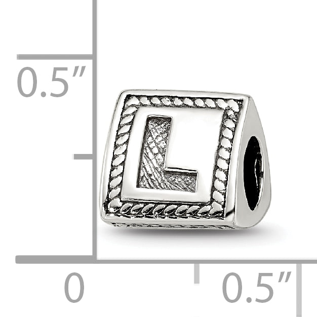 Sterling Silver Reflections Letter L Triangle Block Bead