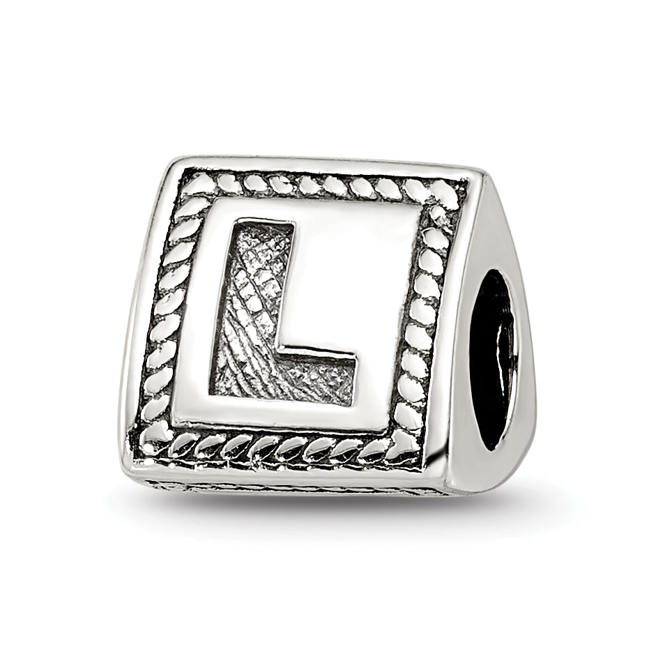 Sterling Silver Reflections Letter L Triangle Block Bead Main image