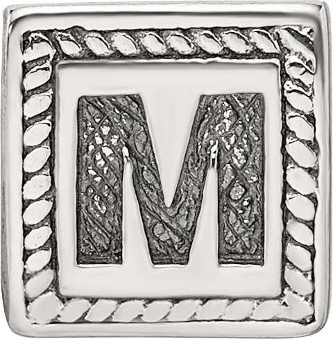 Sterling Silver Reflections Letter M Triangle Block Bead