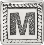 Sterling Silver 925 Triangle Block Letter M Bead with Antiqued Finish