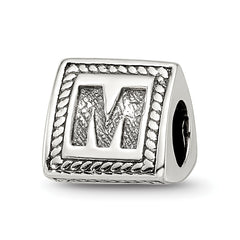 Sterling Silver Reflections Letter M Triangle Block Bead