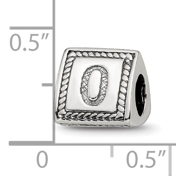 Sterling Silver 925 Antiqued Number 0 Triangle Bead Solid, Vintage Charm