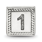 Sterling Silver 925 Antiqued Number 1 Triangle Bead  Solid, Casted Design