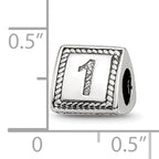 Sterling Silver 925 Antiqued Number 1 Triangle Bead  Solid, Casted Design