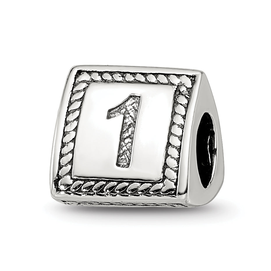 Sterling Silver Reflections Number 1 Triangle Block Bead Main image