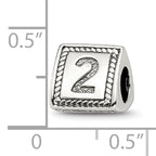 Sterling Silver 925 Antiqued Number 2 Triangle Block Bead for Custom Jewelry