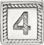 Sterling Silver 925 Antiqued Number 4 Triangle Block Bead Solid and Casted