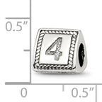 Sterling Silver 925 Antiqued Number 4 Triangle Block Bead Solid and Casted