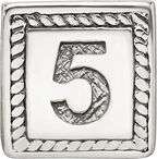 Sterling Silver 925 Antiqued Triangle Block Bead Number 5 Elegant Charm