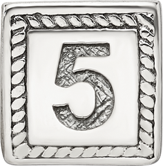 Sterling Silver 925 Antiqued Triangle Block Bead Number 5 Elegant Charm