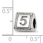 Sterling Silver 925 Antiqued Triangle Block Bead Number 5 Elegant Charm