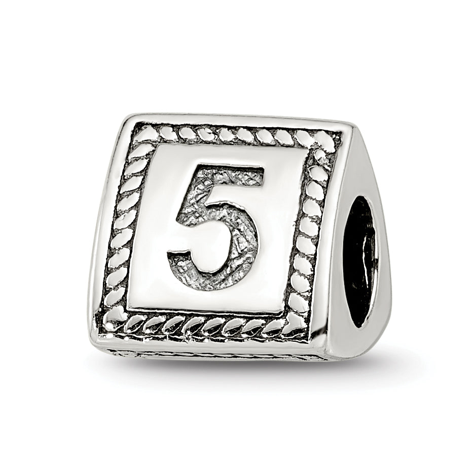 Sterling Silver Reflections Number 5 Triangle Block Bead Main image