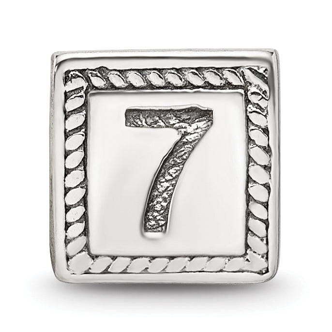 Sterling Silver 925 Antiqued Number 7 Triangle Bead Solid Craftsmanship
