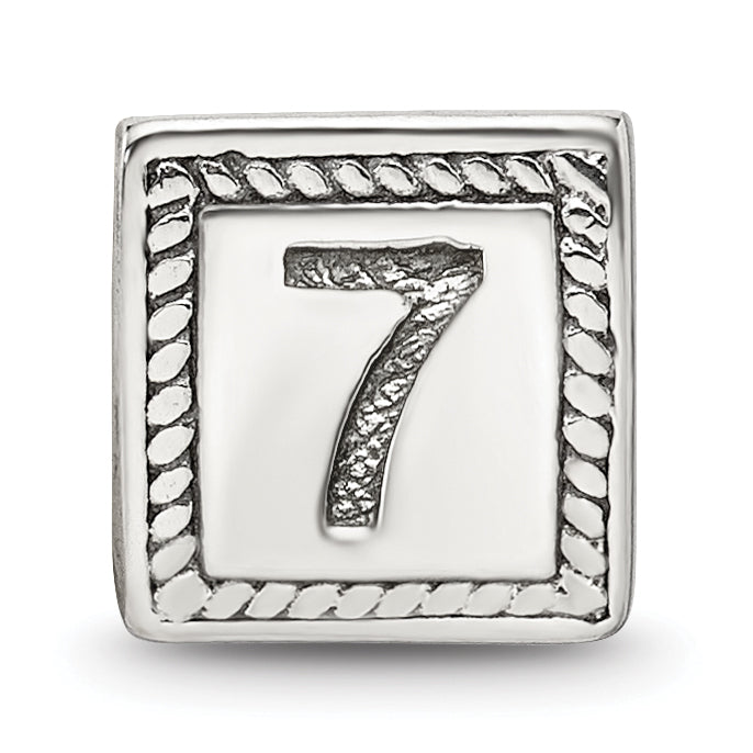 Sterling Silver Reflections Number 7 Triangle Block Bead