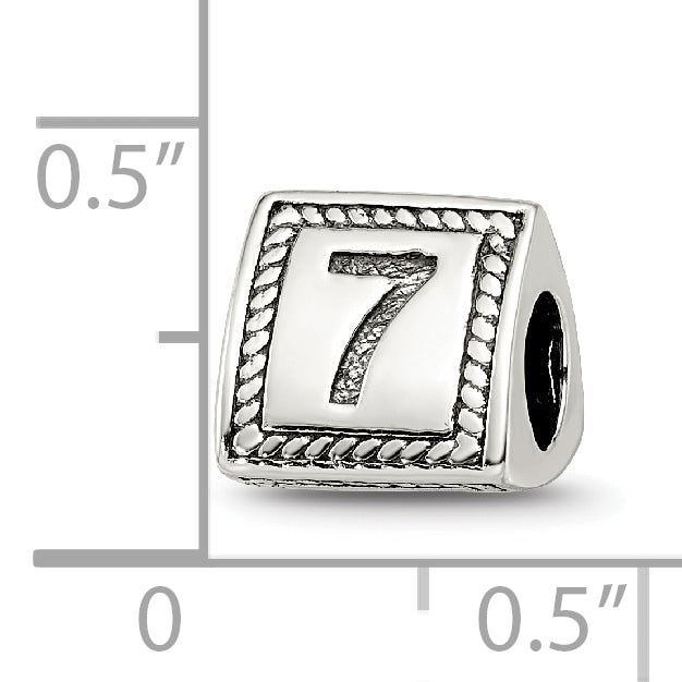 Sterling Silver Reflections Number 7 Triangle Block Bead