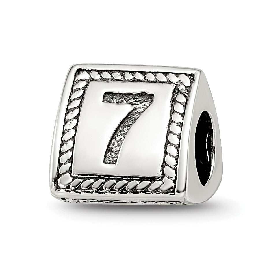 Sterling Silver Reflections Number 7 Triangle Block Bead