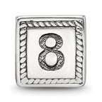 Sterling Silver Antiqued Number 8 Bead with Triangle Block Design