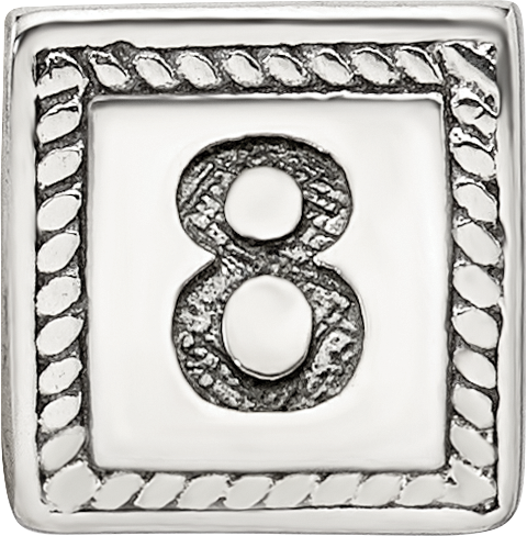 Sterling Silver Antiqued Number 8 Bead with Triangle Block Design