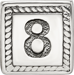 Sterling Silver Antiqued Number 8 Bead with Triangle Block Design