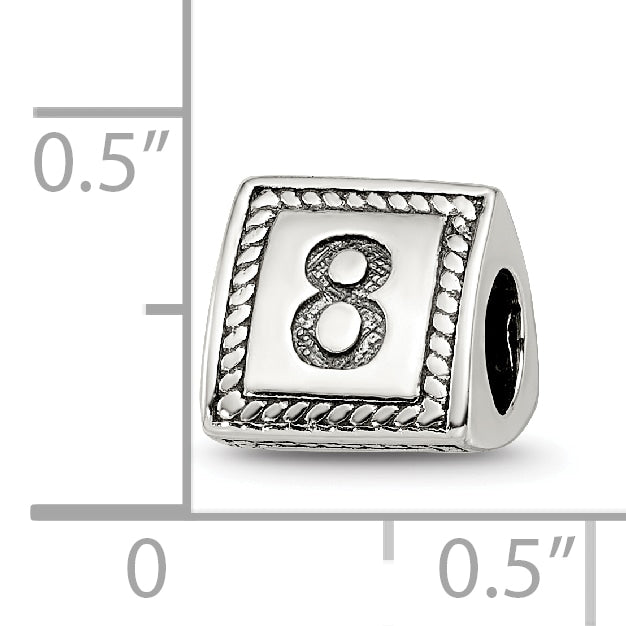 Sterling Silver Reflections Number 8 Triangle Block Bead