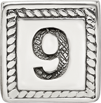 Sterling Silver 925 Antiqued Number 9 Triangle Bead  Solid, Casted Design