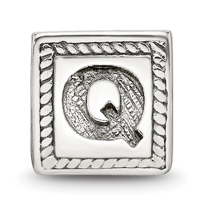 Sterling Silver Reflections Letter Q Triangle Block Bead