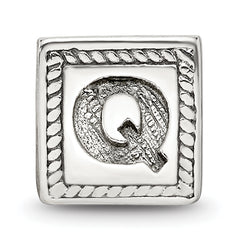 Sterling Silver Reflections Letter Q Triangle Block Bead
