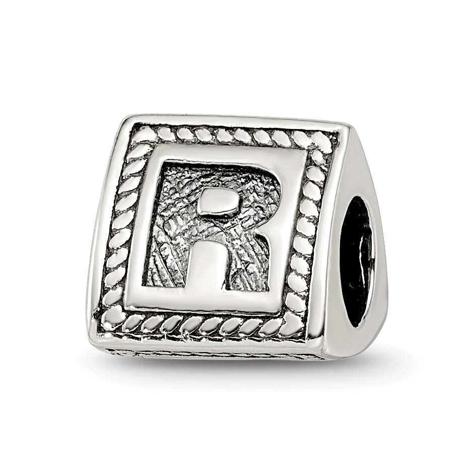 Sterling Silver Reflections Letter R Triangle Block Bead Main image