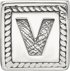 Sterling Silver Reflections Letter V Triangle Block Bead