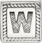 Sterling Silver 925 Antiqued Letter W Triangle Bead Solid Cast Design