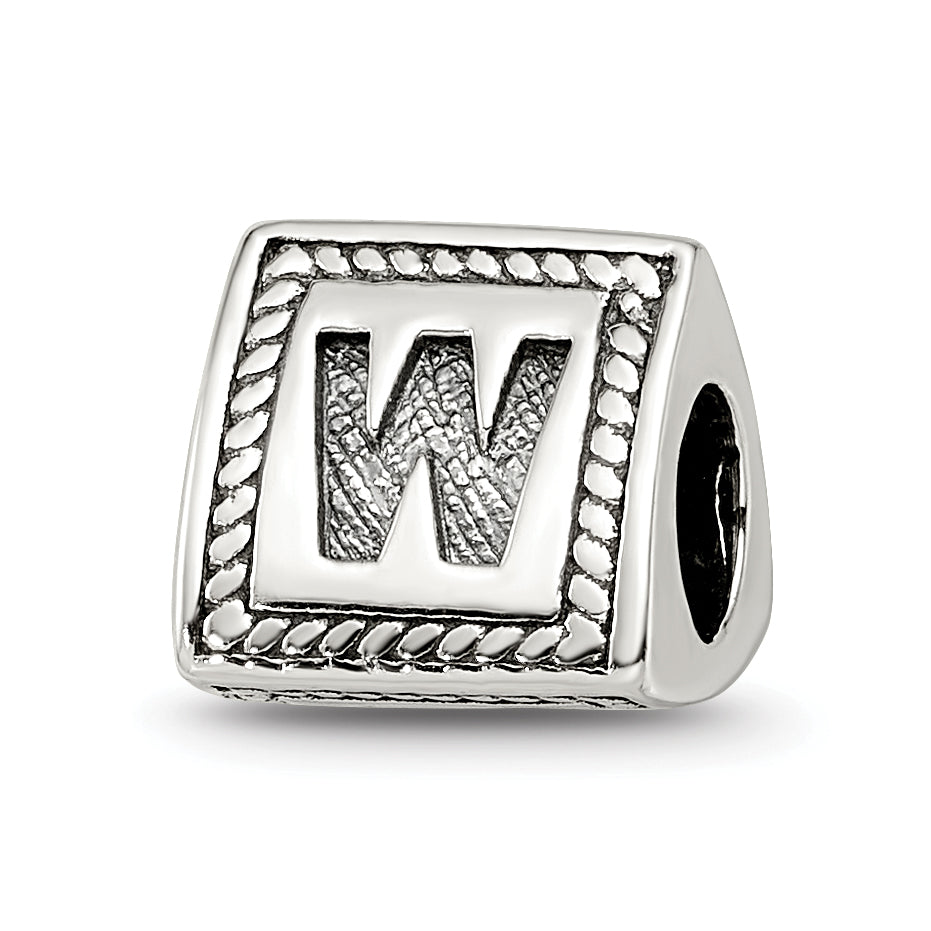 Sterling Silver Reflections Letter W Triangle Block Bead Main image