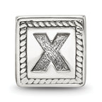 Sterling Silver 925 Antiqued Letter X Bead with Solid Cast Design