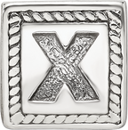 Sterling Silver 925 Antiqued Letter X Bead with Solid Cast Design