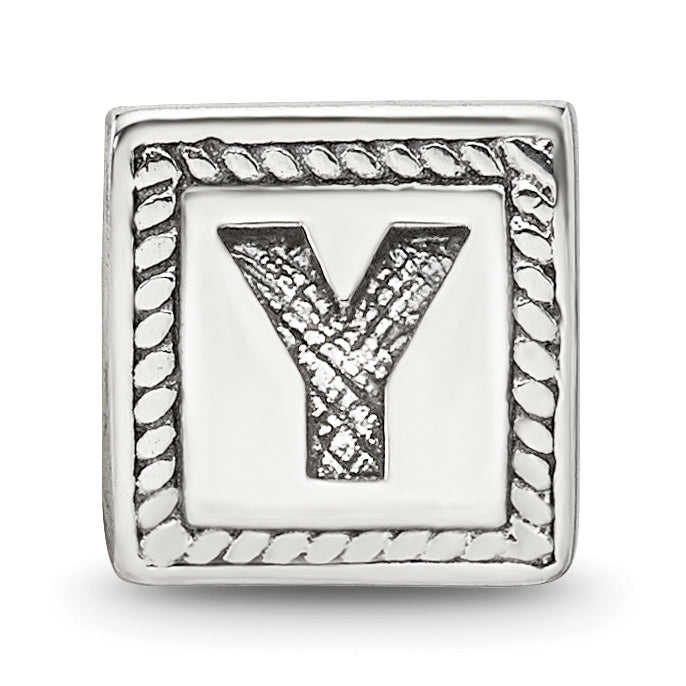 Sterling Silver Reflections Letter Y Triangle Block Bead