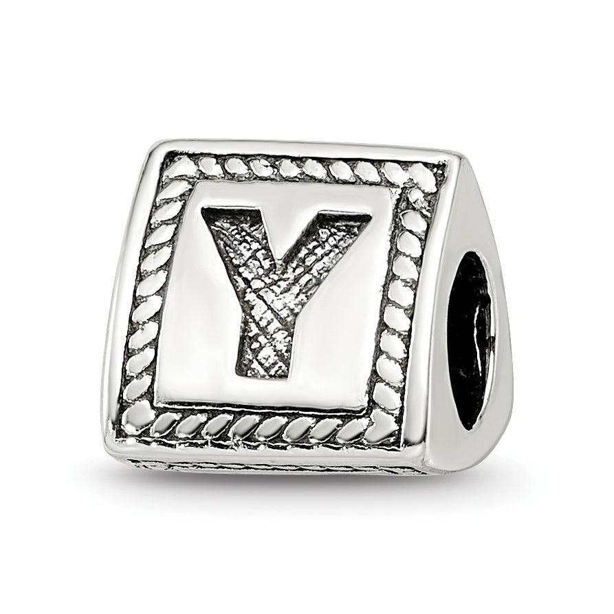 Sterling Silver Reflections Letter Y Triangle Block Bead Main image