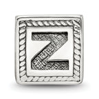 Sterling Silver 925 Letter Z Bead with Antiqued Finish Solid Design