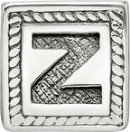 Sterling Silver 925 Letter Z Bead with Antiqued Finish Solid Design