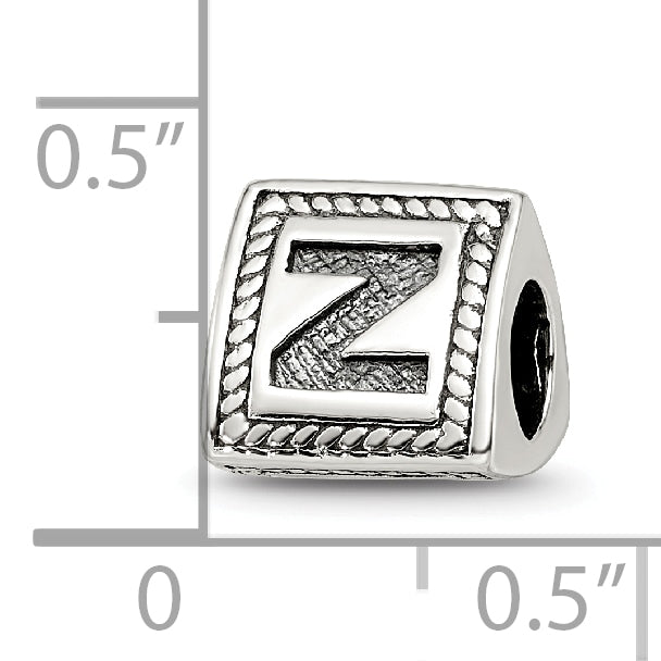 Sterling Silver Reflections Letter Z Triangle Block Bead