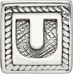 Sterling Silver 925 Antiqued Letter U Bead Solid Casted Timeless Charm