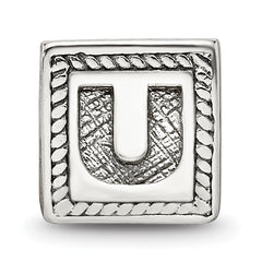 Sterling Silver Reflections Letter U Triangle Block Bead