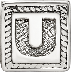 Sterling Silver Reflections Letter U Triangle Block Bead