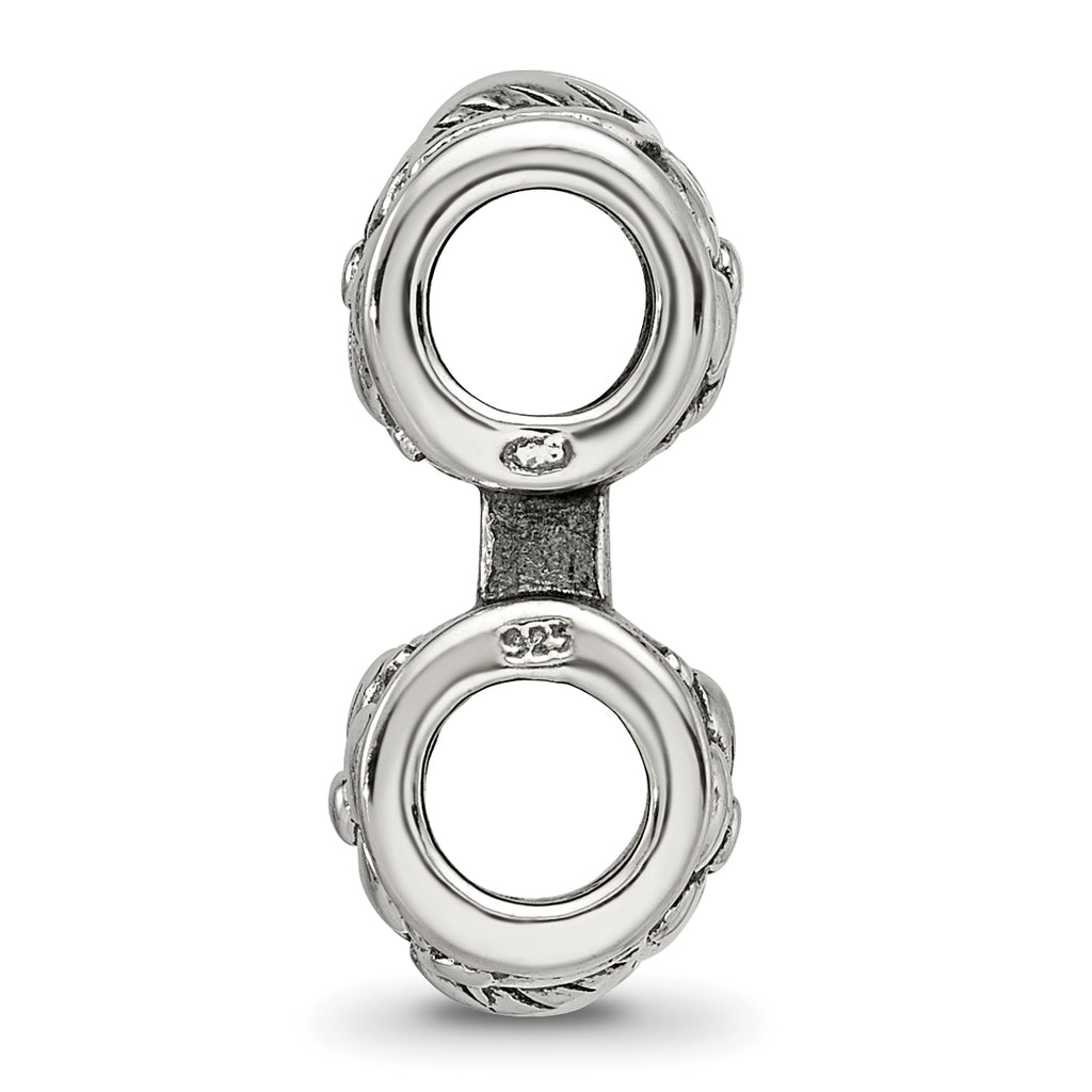 Sterling Silver 925 Antiqued Floral Connector Bead Vintage-Inspired Elegant Design