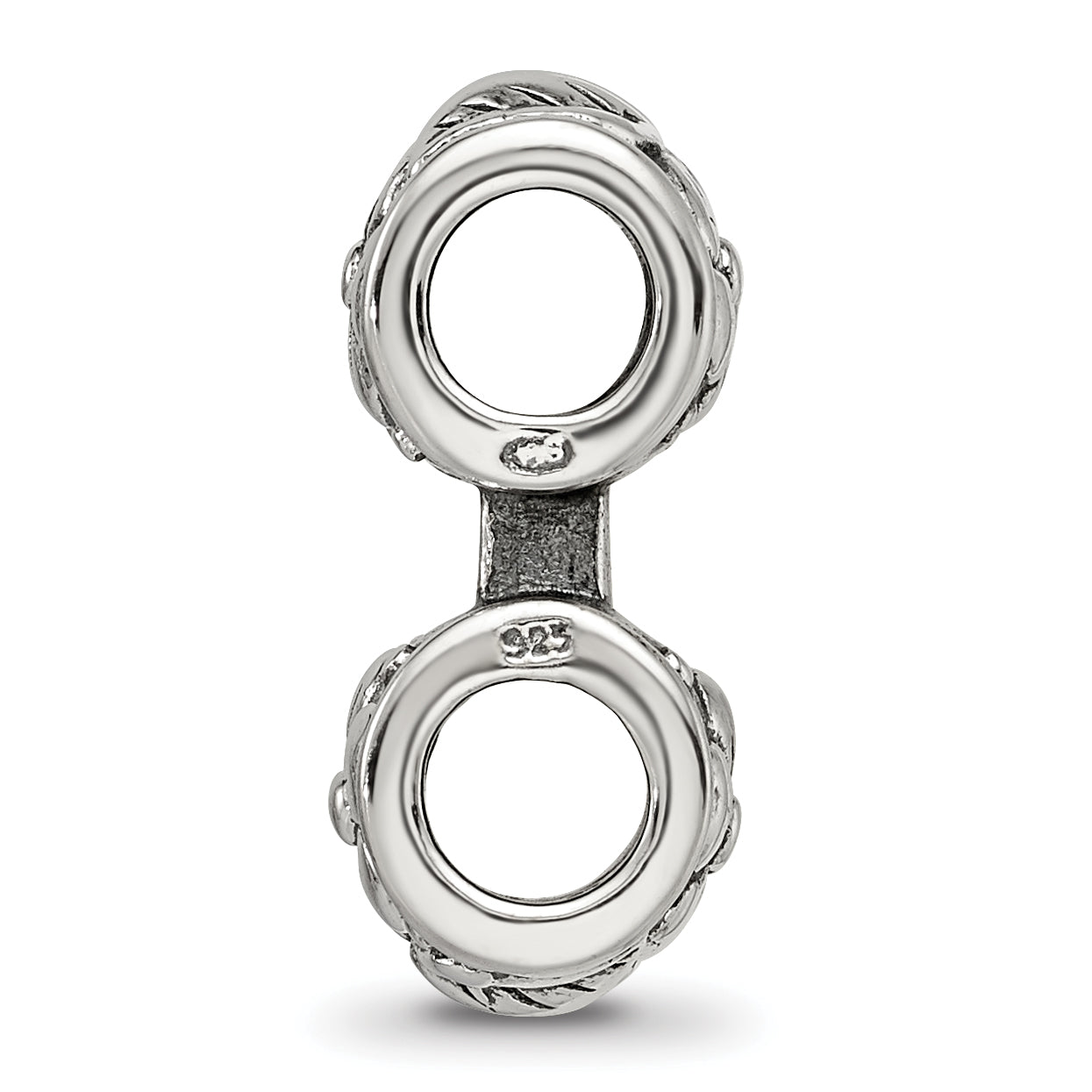 Sterling Silver 925 Antiqued Floral Connector Bead Vintage-Inspired Elegant Design