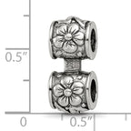 Sterling Silver 925 Antiqued Floral Connector Bead Vintage-Inspired Elegant Design
