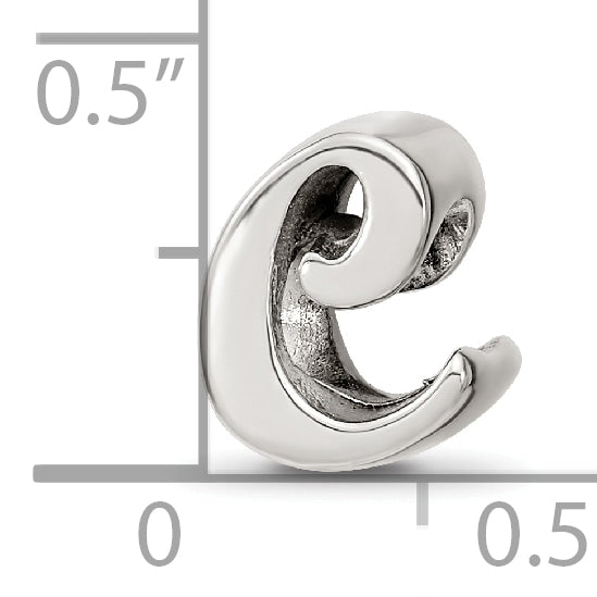 Sterling Silver 925 Script Letter C Bead with Polished Finish