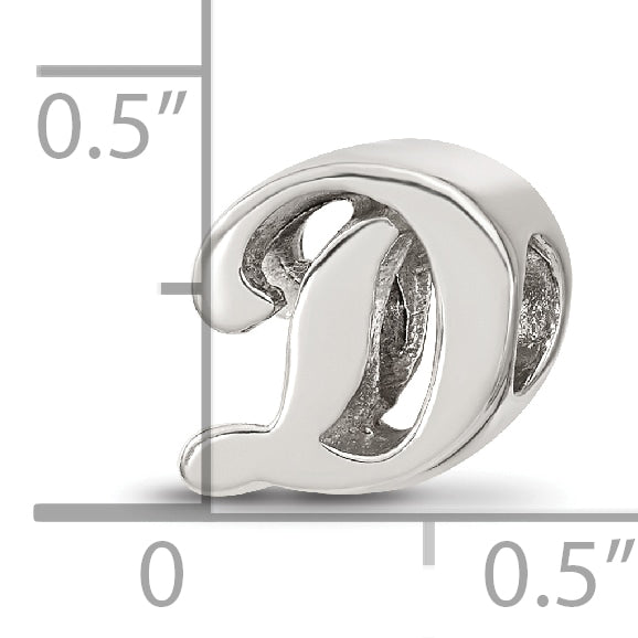 Sterling Silver Reflections Letter D Script Bead