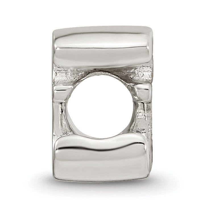 Sterling Silver 925 Script Letter E Bead with Polished Finish