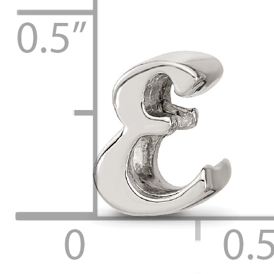 Sterling Silver 925 Script Letter E Bead with Polished Finish
