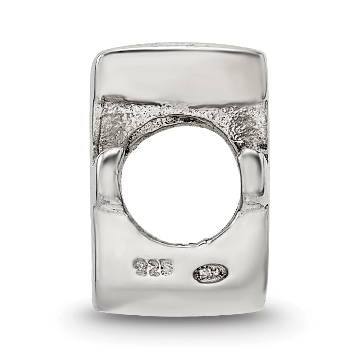 Sterling Silver 925 Script F Bead with Polished Finish Solid Cast Design